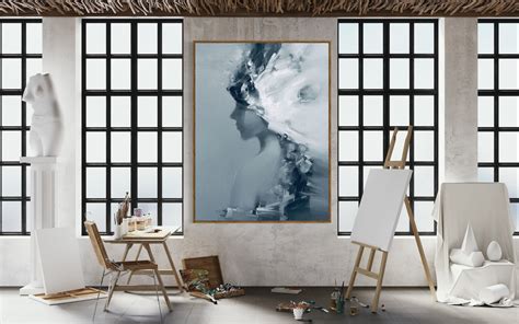 Balck White Female Body Naked Hand Painted Art Modern Lady Etsy