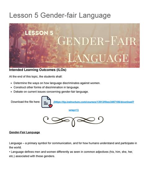 Lesson 5 Gender Fair Language Gee 001b Ge Elective 1 Gender And