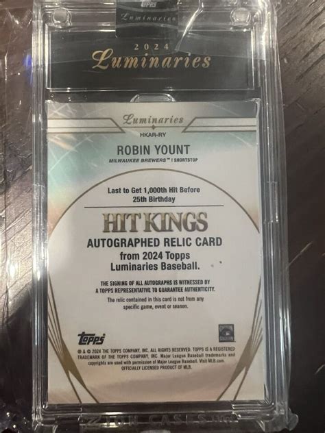 ROBIN YOUNT 2024 Luminaries Hit Kings Autograph Relic 15 Brewers