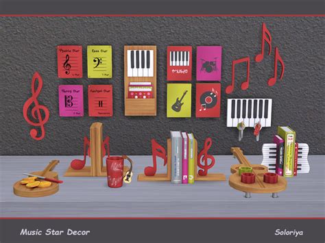 Soloriyas Custom Content Music Star Decor Sims 4 Decorative Set