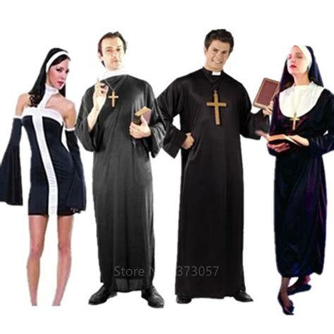 Missionary Cosplay Costumes For Adult Halloween Carnival Priest Nun