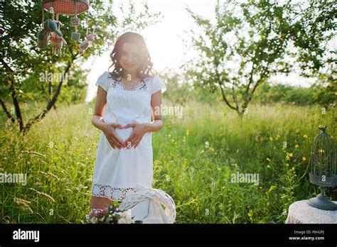 Pregnant Gorgeous Brunette Woman Stock Photo Alamy