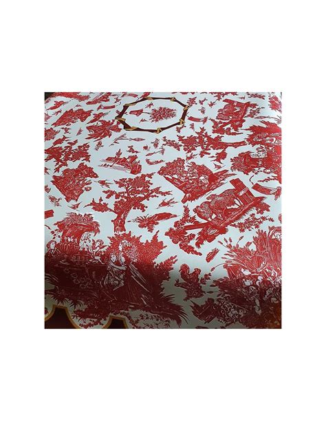 Nappe toile cirée motif toile de Jouy Chic et épaisse Rouge