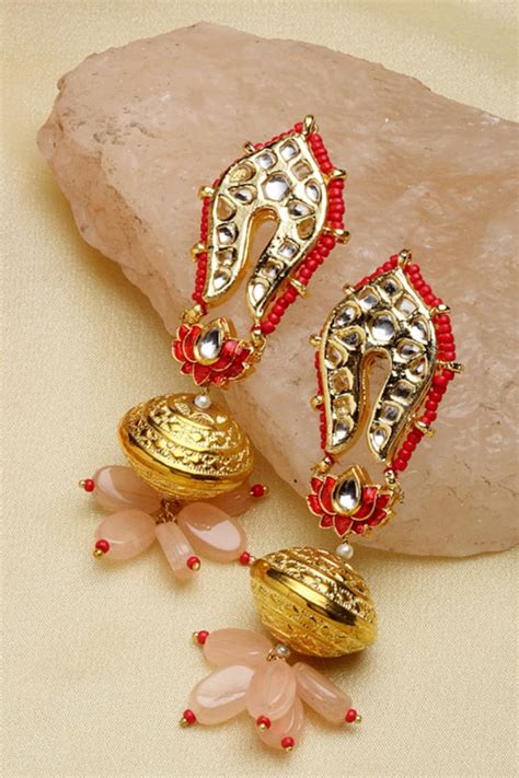 Buy Gold Plated Kundan Pearl Drop Earrings By Dugran By Dugristyle