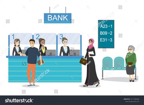 Cartoon People Characters Queue Bank Male Stock Vector (Royalty Free ...