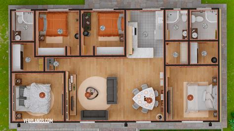 Plano De Casa Econ Mica Con Dormitorios Dwg Pdf