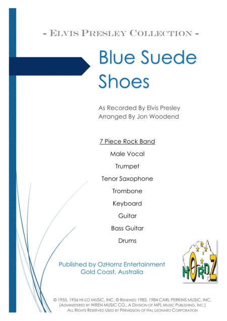 Blue Suede Shoes Arr Jon Woodend By Elvis Presley Sheet Music For