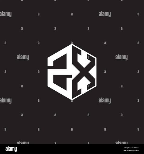 Zx Z X Xz Logo Monogram Hexagon With Black Background Negative Space Style Stock Vector Image