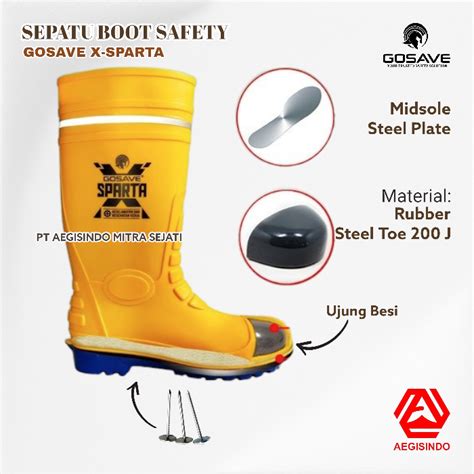 Sepatu Boot Safety X Sparta Gosave Ujung Besi Dan Midsole Steel Plate