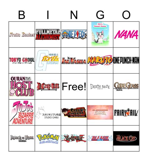 Anime Bingo Card