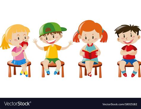 Boys And Girls Sitting On Chairs Illustration Download A Free Preview