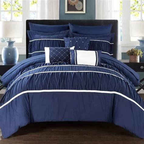 Gorgeous 10 Piece All Season King Size Navy Blue Comforter