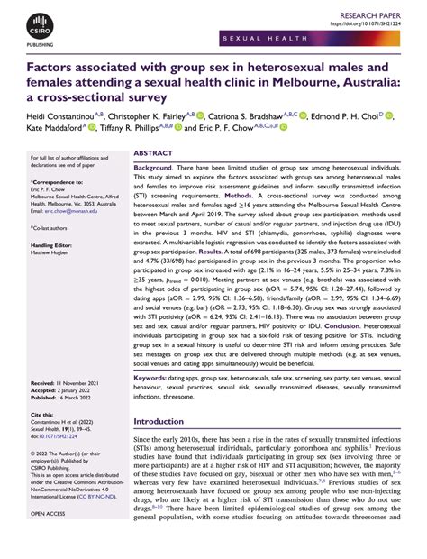 PDF Factors Associated With Group Sex In Heterosexual Males And