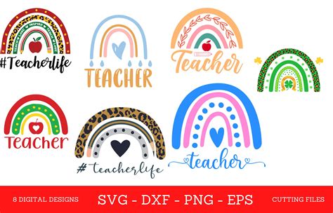 Teacher Rainbow Svg Bundle Teacher Rainbow Png Svg Teacher Life Svg