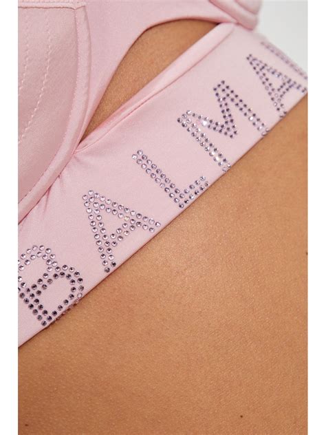 Balmain Logo Embellished Bikini Set Pink FARFETCH
