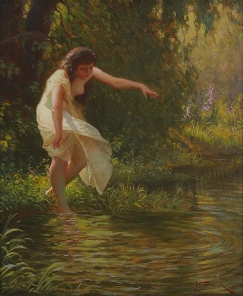 Sold Price Joseph Tomanek Chicago IL Semi Nude At The Edge Of A Pond Oil On