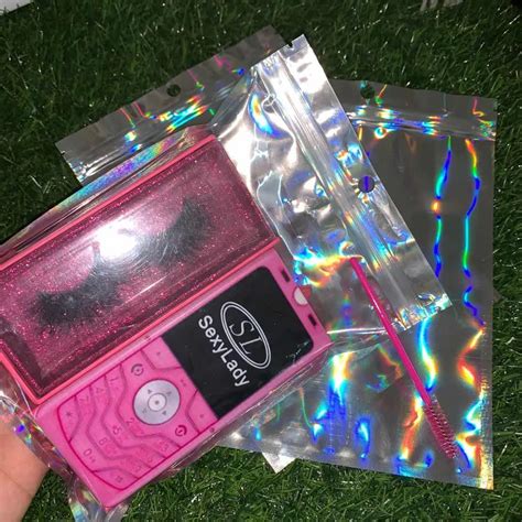 Custom Holographic Plastic Ziplock Bag With Logo Stand Up Glitter