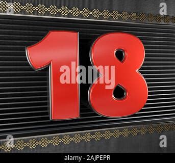 illustration  golden number   eighteen isolated  beige