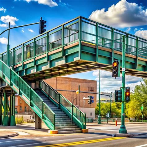 pedestrian bridge   intersection premium ai generated image