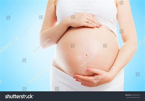 Pregnant Woman Naked Big Belly Isolated Stock Photo Shutterstock