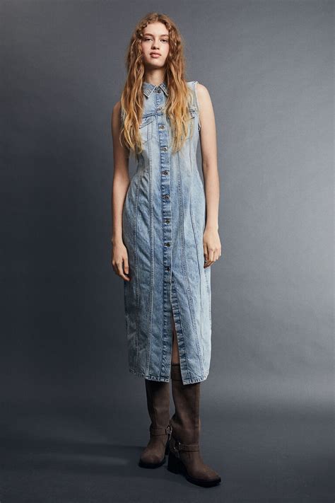 Button Front Denim Dress