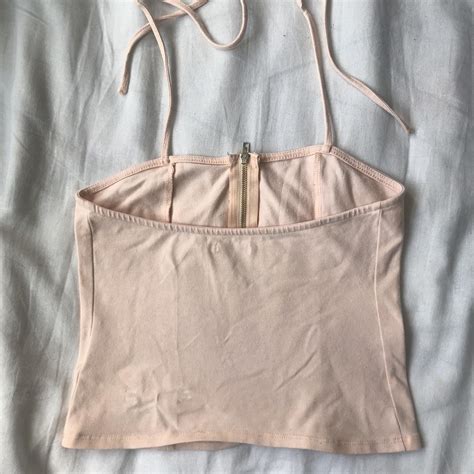 Peach Nude Bandeau Halter Neck Kimchi Blue Crop Depop