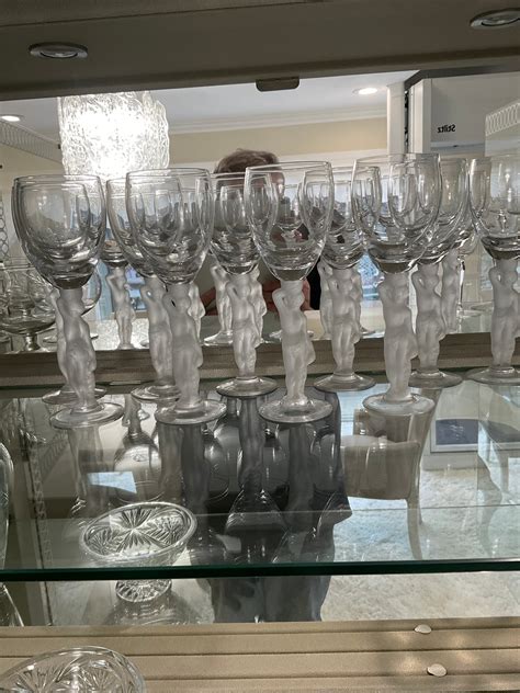 Set Of Five 5 Bayel Bacchante Crystal Nude French Claret Stem Wine