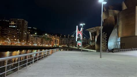 Bilbao Spain December Night View Of Modern And