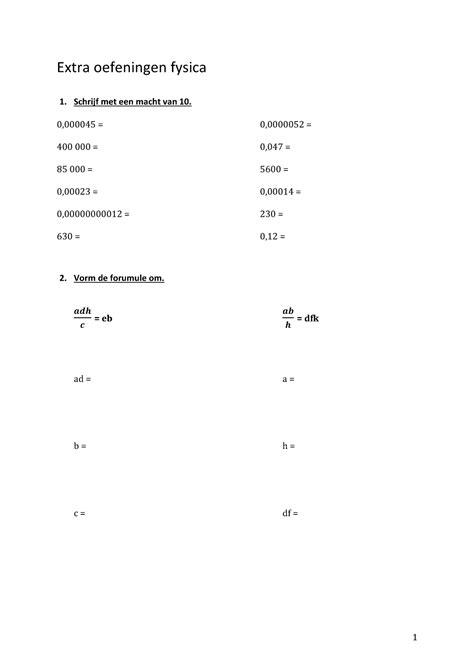 Extra Oefeningen Fysica 1 Extra Oefeningen Fysica Schrijf Met Een
