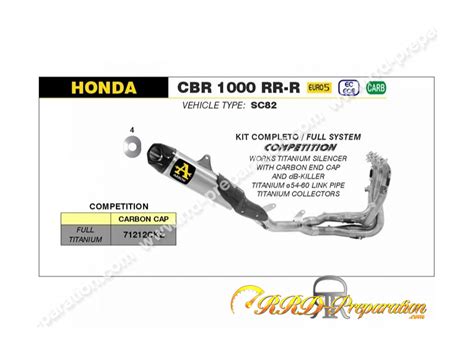 L Nea De Escape Completa Arrow Competition Para Honda Cbr Rr R De