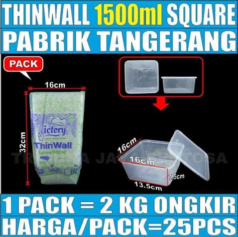 Jual Thinwall 1500 Ml Food Container Box Tempat Kotak Makan Plastik