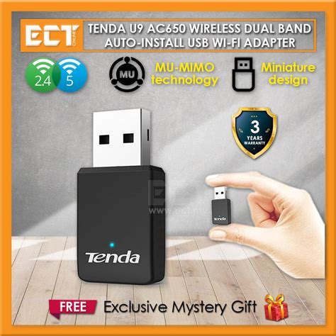 Tenda U9 AC650 Wireless Dual Band MU MIMO Auto Install Mini USB WiFi