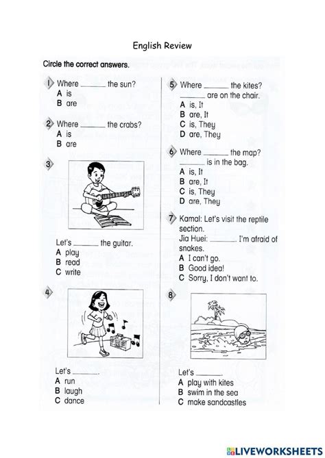 English Review 1 Live Worksheets