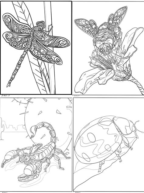Four Coloring Creepy Crawlies Printable Pages Etsy