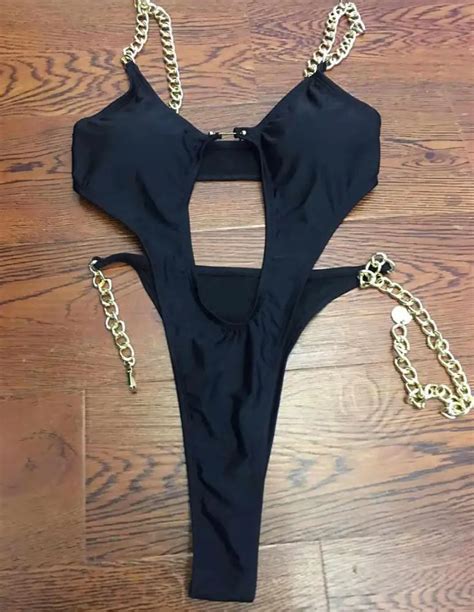 FREE SHIPPING Women High Cut Bodysuits One Piece Swimsuit Female Deep V Neck Ring Bikini Set JKP3711