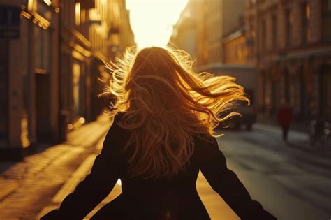 Premium Photo Blonde Beauty Leaps Into The Golden Hour