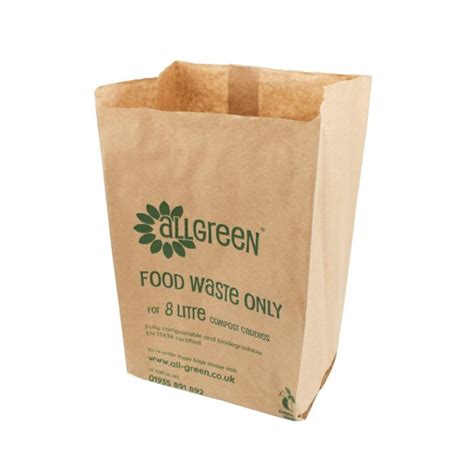 8L Paper Compostable Caddy Liners 8 Litre Compost Bags All Green