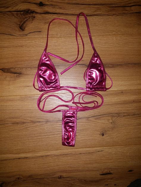 No Name Sexy Micro Bikini Neckholder Wetlook Pink Micro String One Size Kleiderkorb De