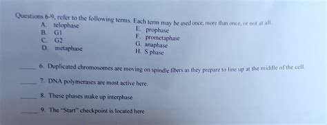 Solved Questions Refer To The Following Terms Each Chegg