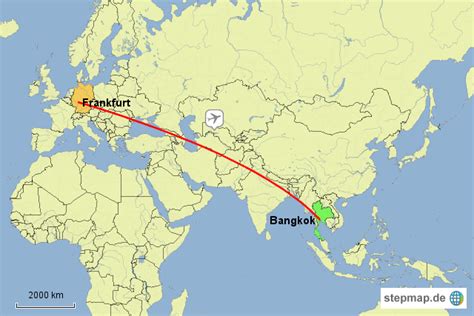 StepMap Flug FFM BKK Landkarte für Welt