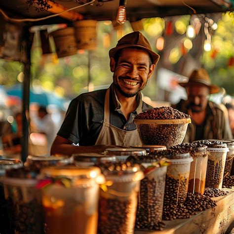Coffee Vendors Selling Freshly Brewed Cups at a Market in Co ...