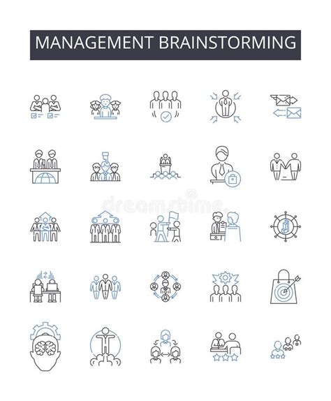 Management Brainstorming Line Icons Collection Leadership Innovation