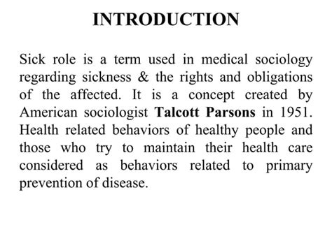 Sick Role Behavior Ppt