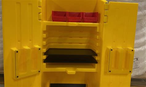 Plastic Storage Bin on Wheels with Secured Doors