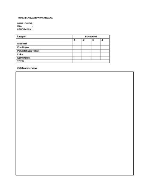 Form Penilaian Wawancara Fx Pdf