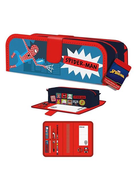 Spider Man Redblue Sketch Pencil Case Set Pack Of 7 Matalan