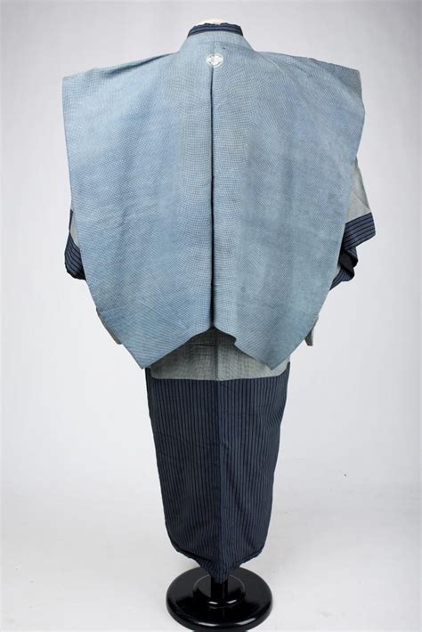 indigo silk samurai kimono kosode  kamishimo japan late