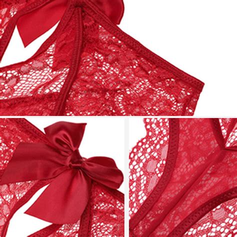 Lace Hollow Out Underwear Sexy Thong Women Lingerie G String Femal Sexy Cross Strap Panties Bow