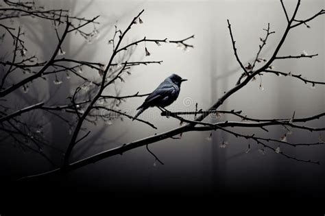 Monochrome Magic Bird Shadows Create Artistic Scenes On Tree Branches