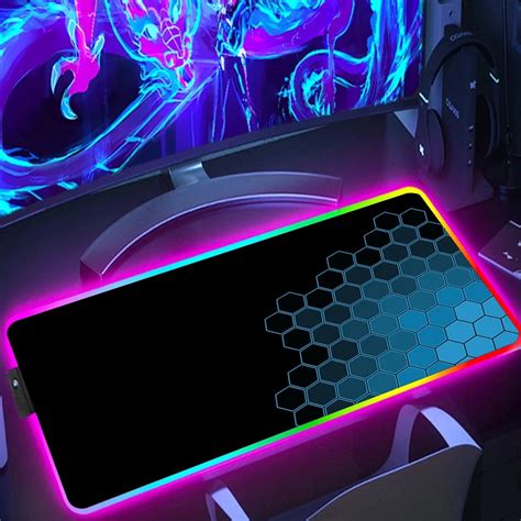 Большой игровой шестиугольный коврик для мыши, RGB, геометрический HD ...
